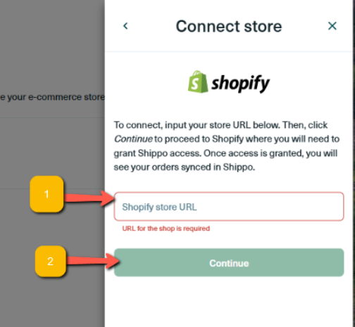 Shopify store URL setup in Shippo